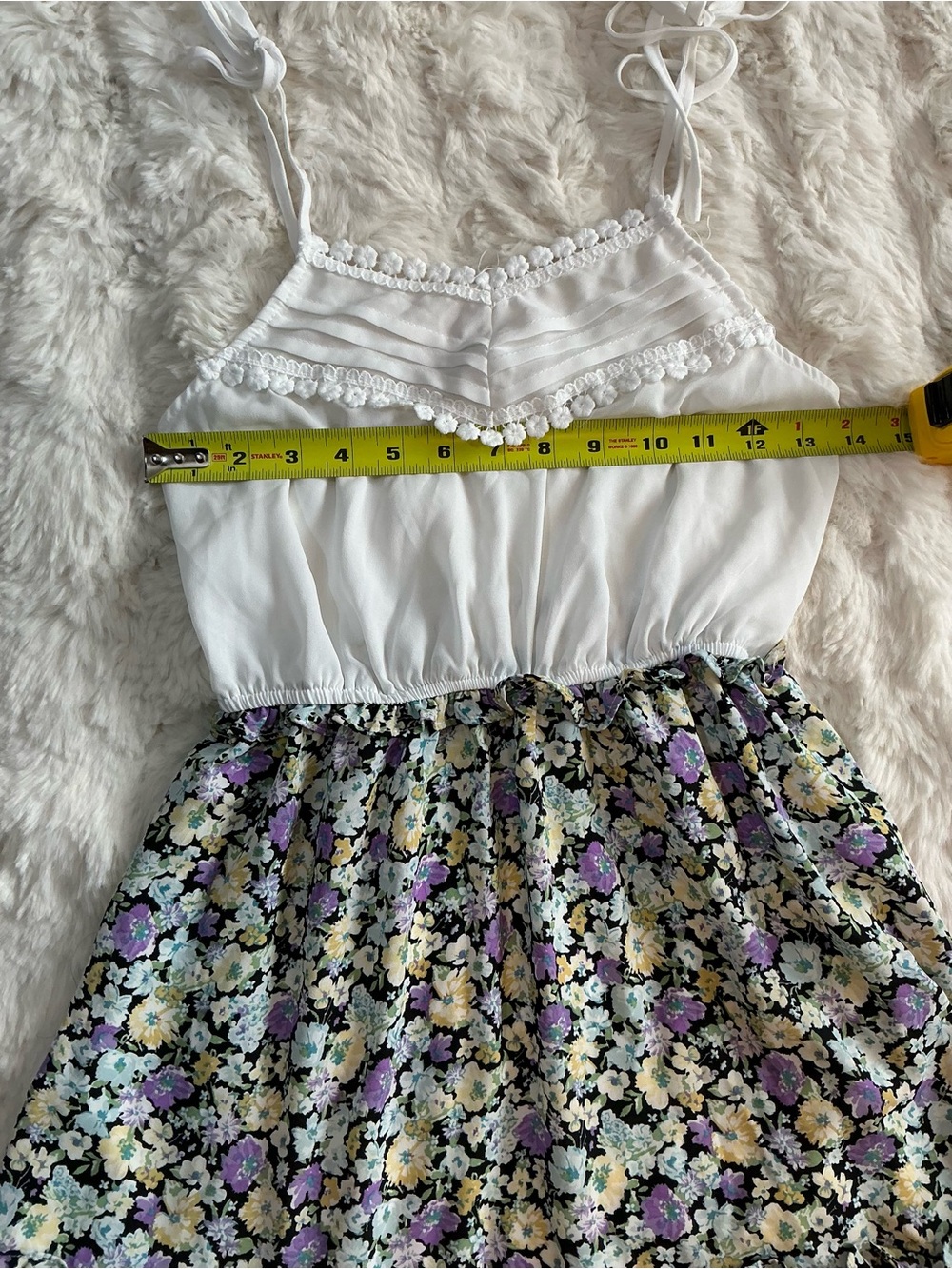 Tiered Floral Mini Skirt - White & Lavender - Picture 4 of 6